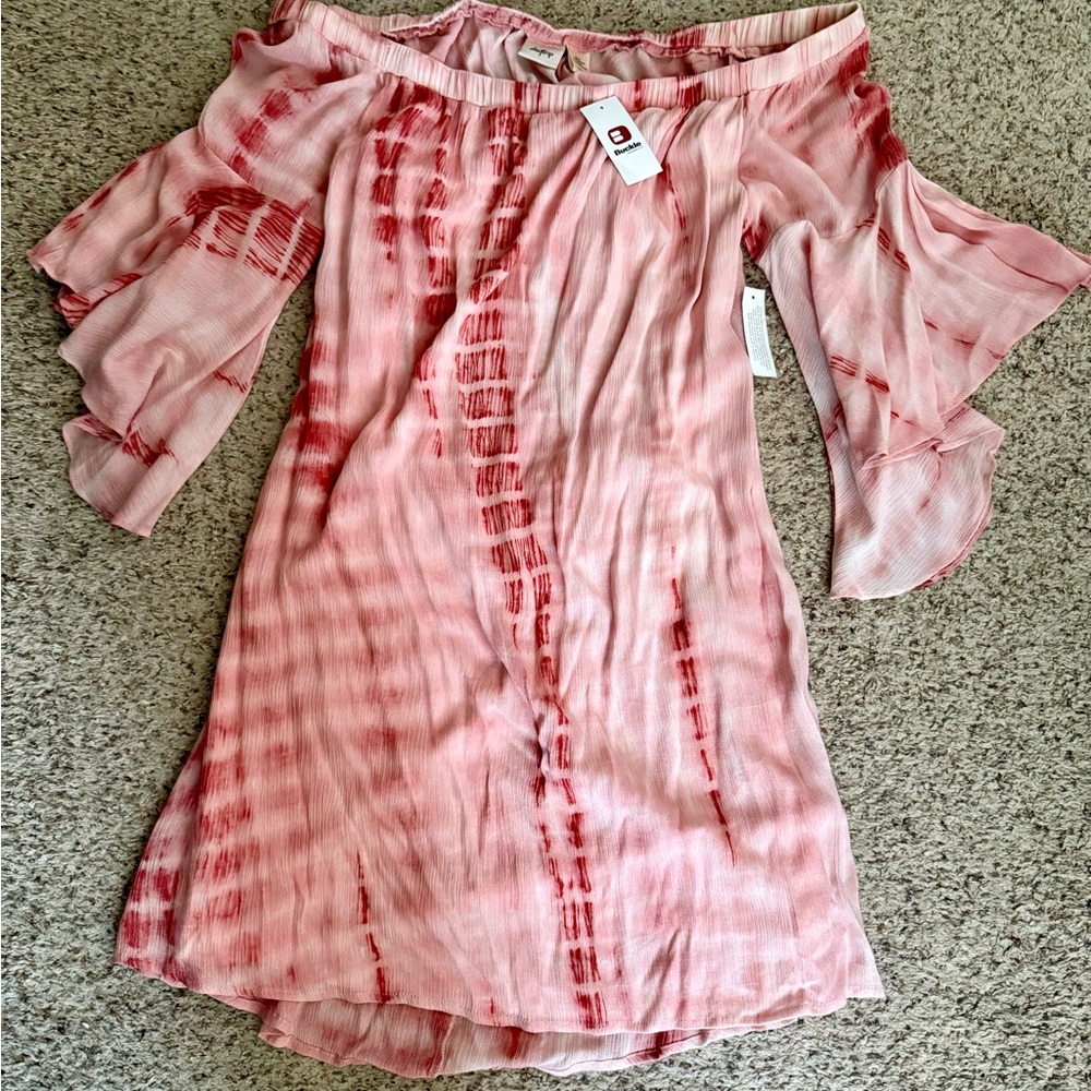 Daytrip Pink Ruffled off-Shoulder Sundress
